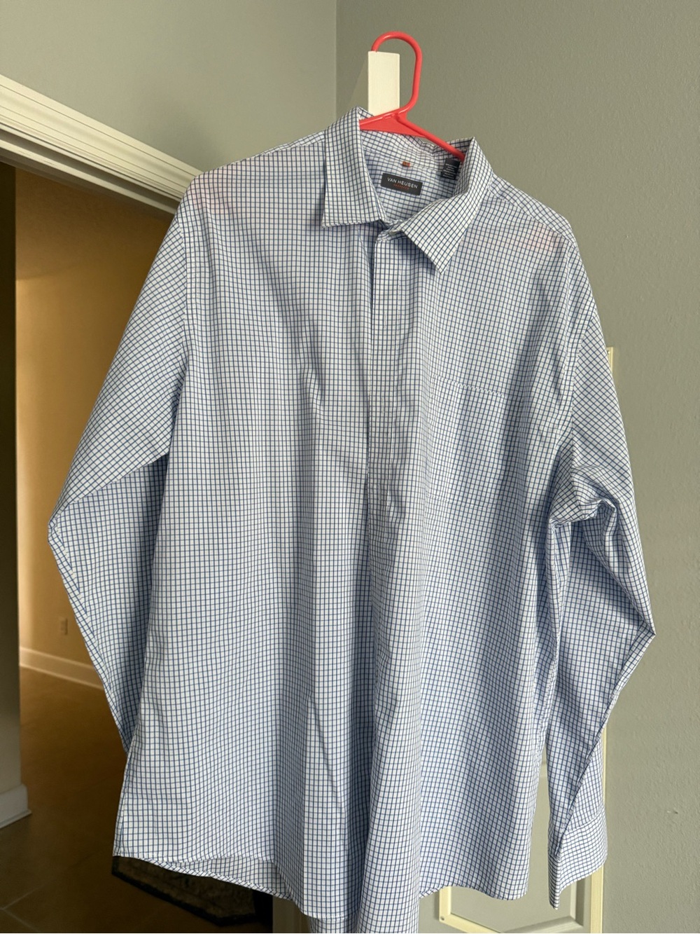 Van Heusen Light Blue Micro-Check Dress Shirt